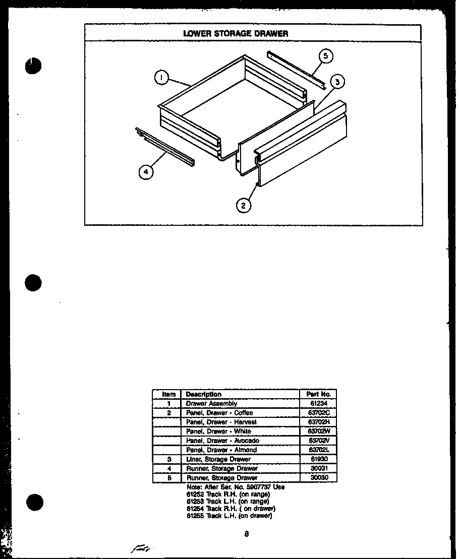 Amana GAE26TC lower storage drawer diagram