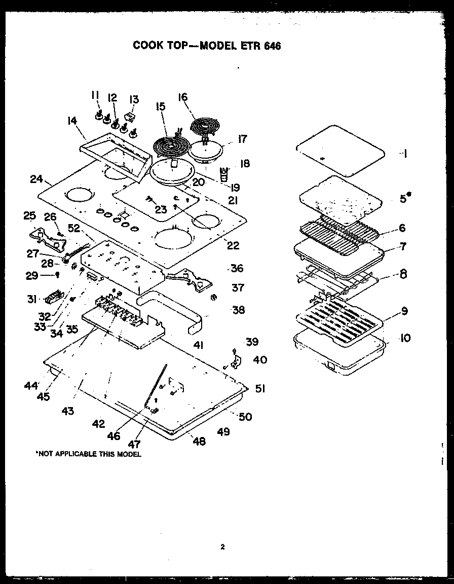 Caloric ETR646 cooktop diagram