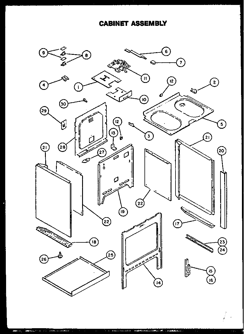 Caloric EST387 cabinet assembly diagram