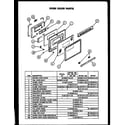 Caloric EST357 oven door parts diagram
