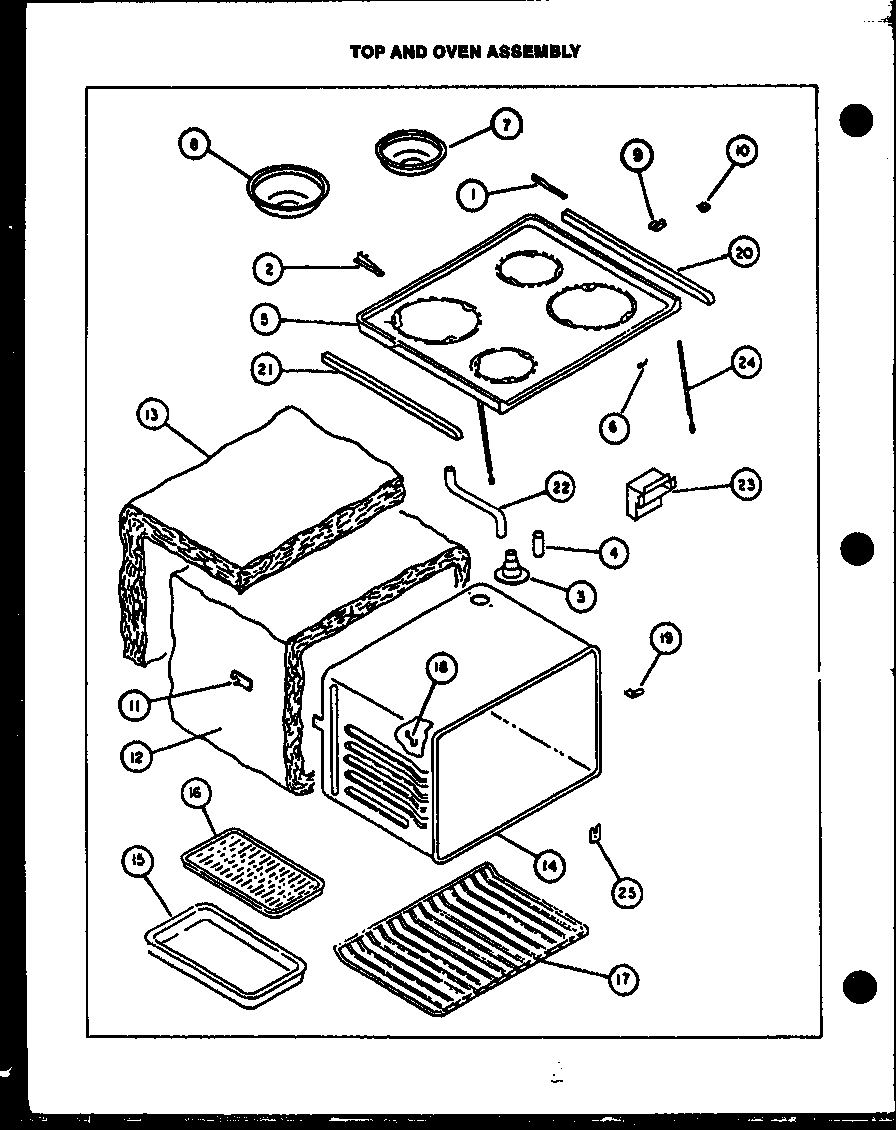 Caloric EHT-345 top and oven assembly diagram