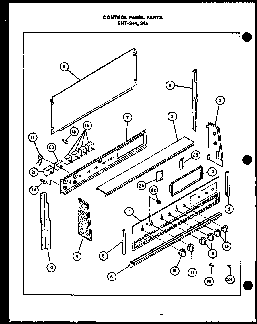 Caloric EHT-345 control panel parts (eht-344) (eht-345) diagram