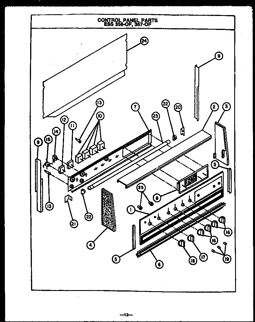 Caloric ESS380-OF control panel parts (ess356-of) (ess357-of) diagram