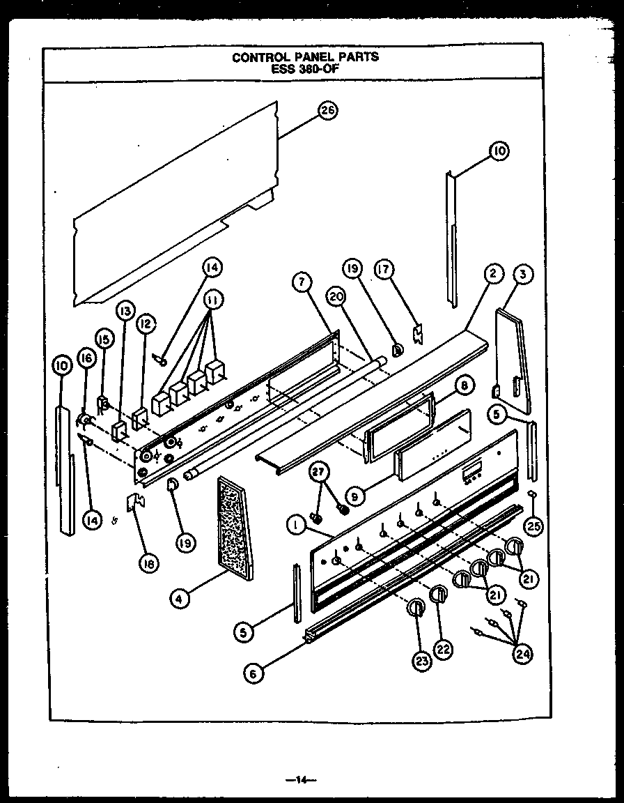 Caloric ESS380-OF control panel parts (ess380-of) diagram