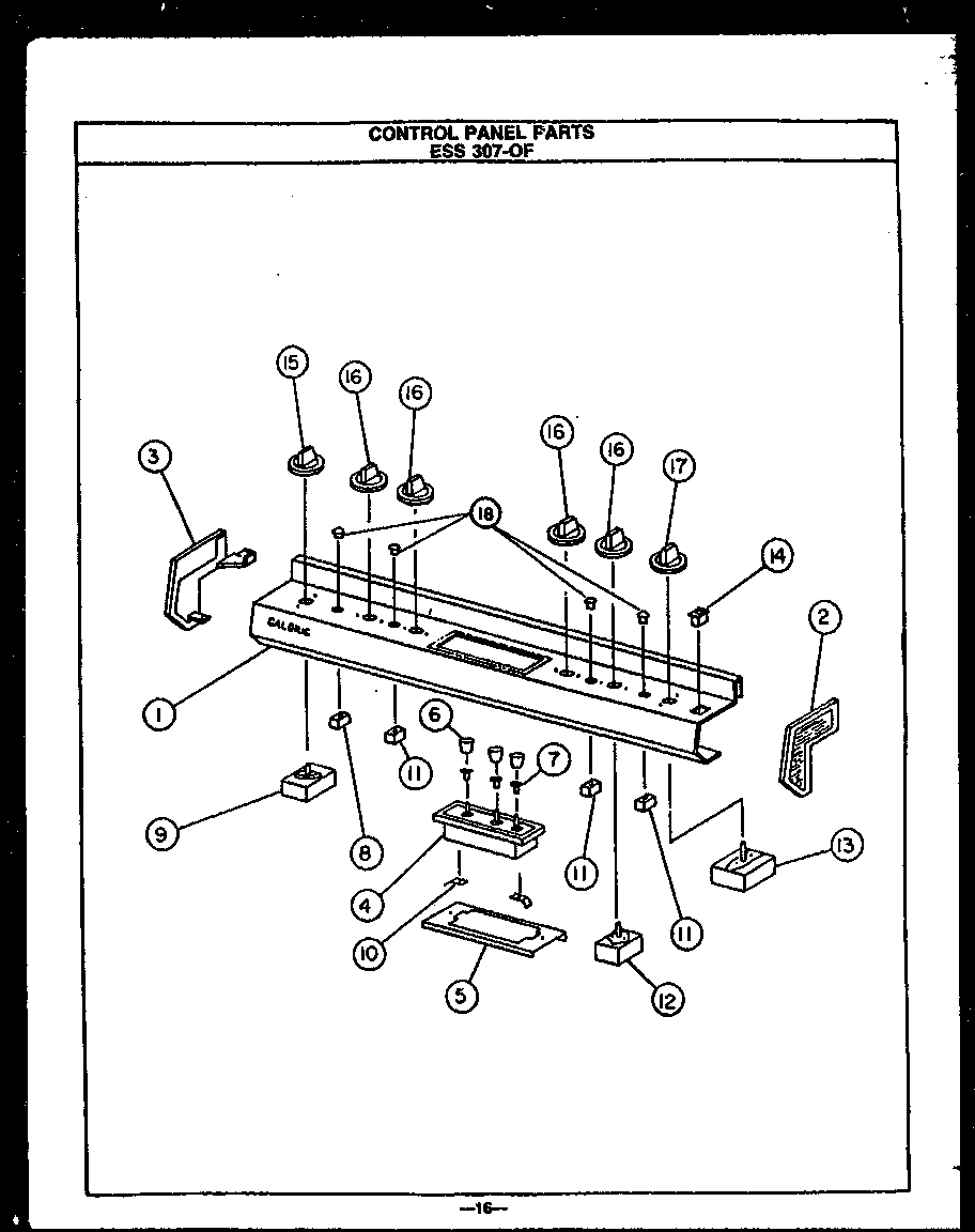 Caloric ESS380-OF control panel parts (ess307-of) diagram