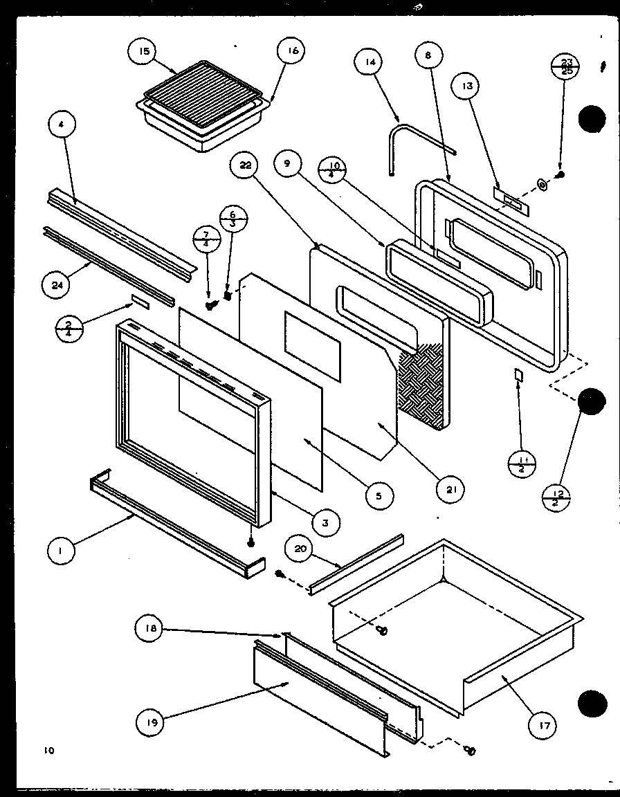 Amana ARR620W1-P1138601S door assembly/broiler diagram