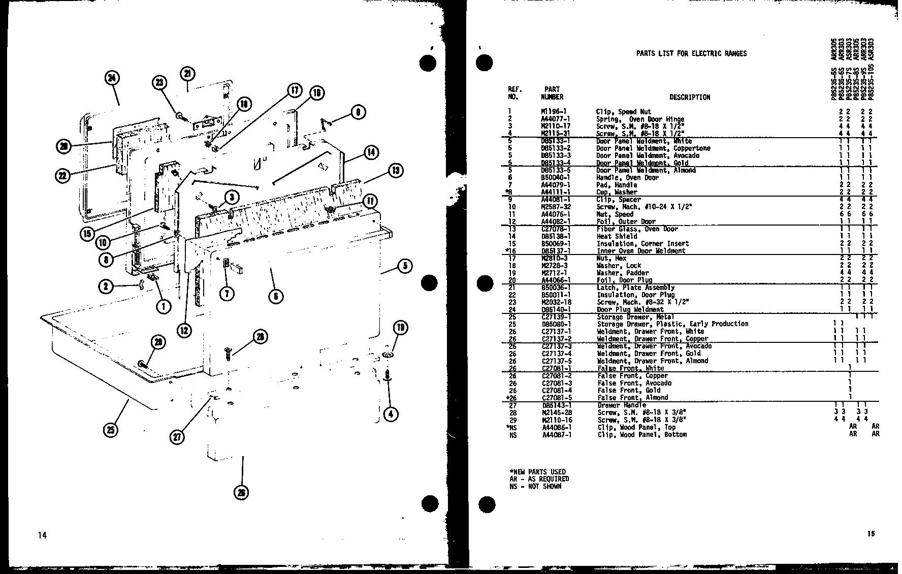 Amana ARR303-P85235-9S door 2 and drawer diagram