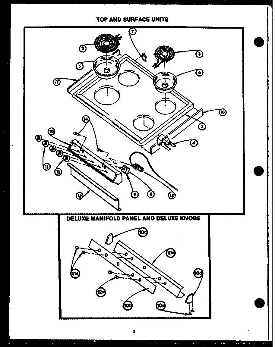 Caloric EHB112 cooktop/panel/knobs diagram