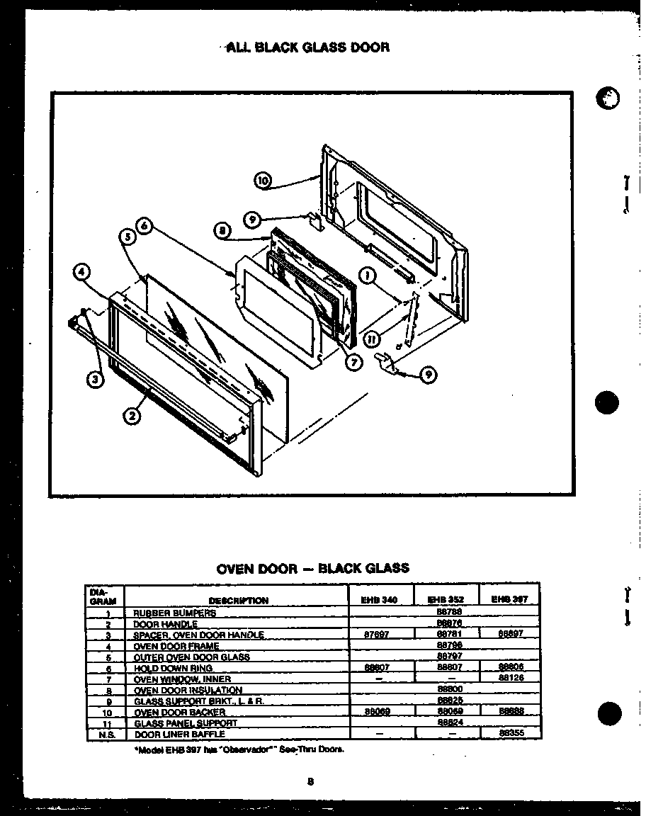 Caloric EHB112 all black glass door (ehb340) (ehb352) (ehb397) diagram