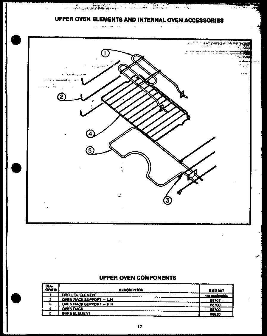 Caloric EHB112 upper oven elements and internal oven accessories (ehb397) diagram