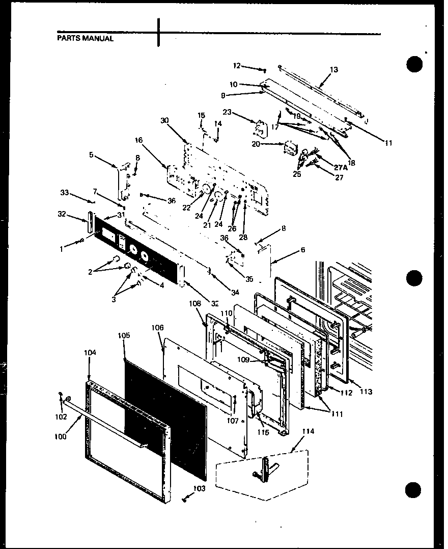 Amana AO-24AT-P85010-1S door and controls diagram