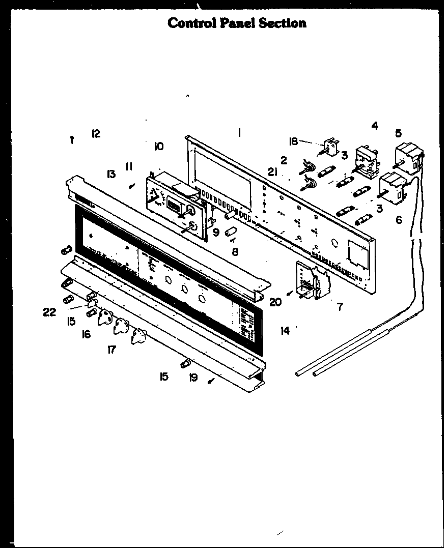 Modern Maid DDO-790 control panel section diagram