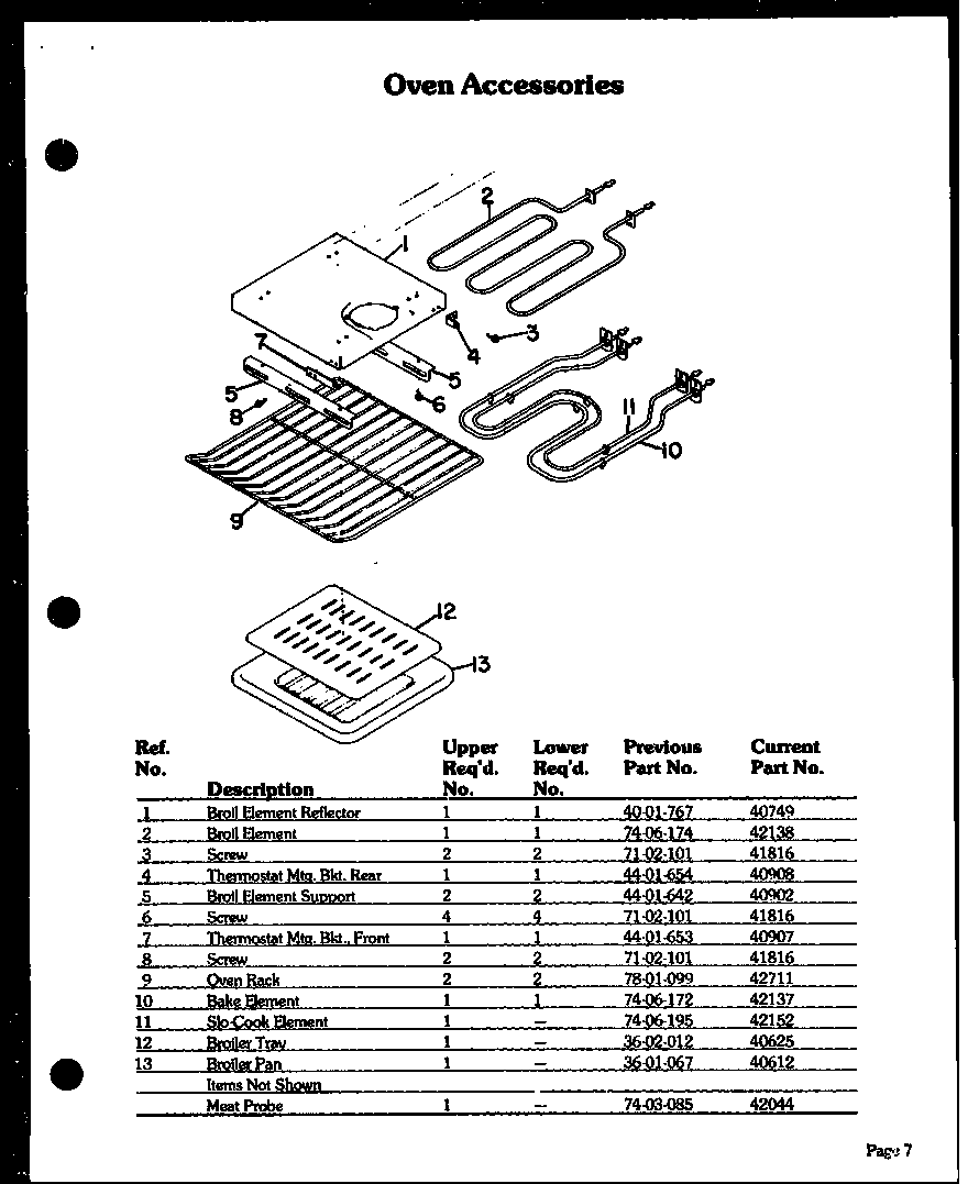 Modern Maid DDO-790 oven accessories diagram