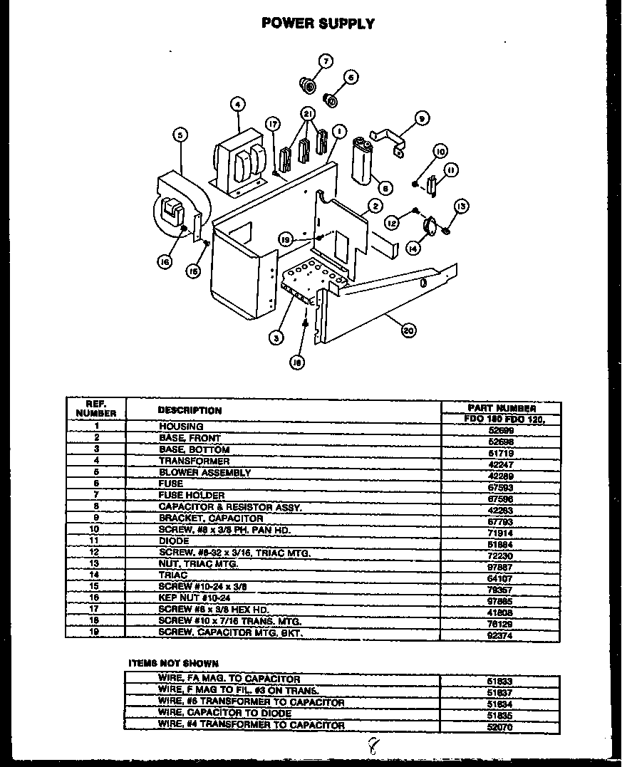 Modern Maid FDO180 power supply diagram