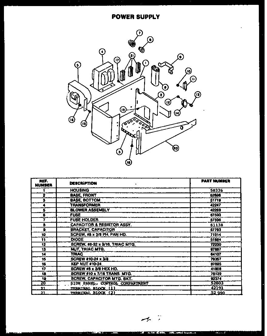 Modern Maid FDO280 power supply diagram