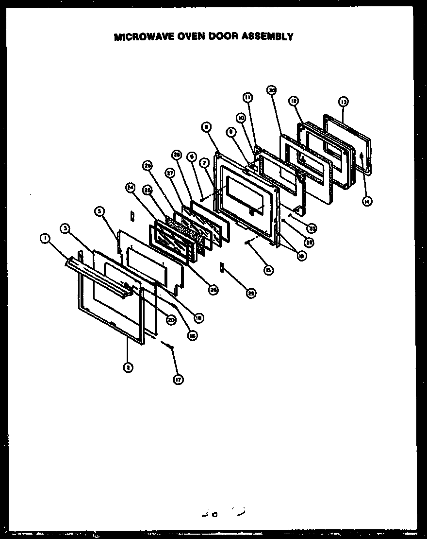 Modern Maid FDO280 microwave oven door assembly diagram