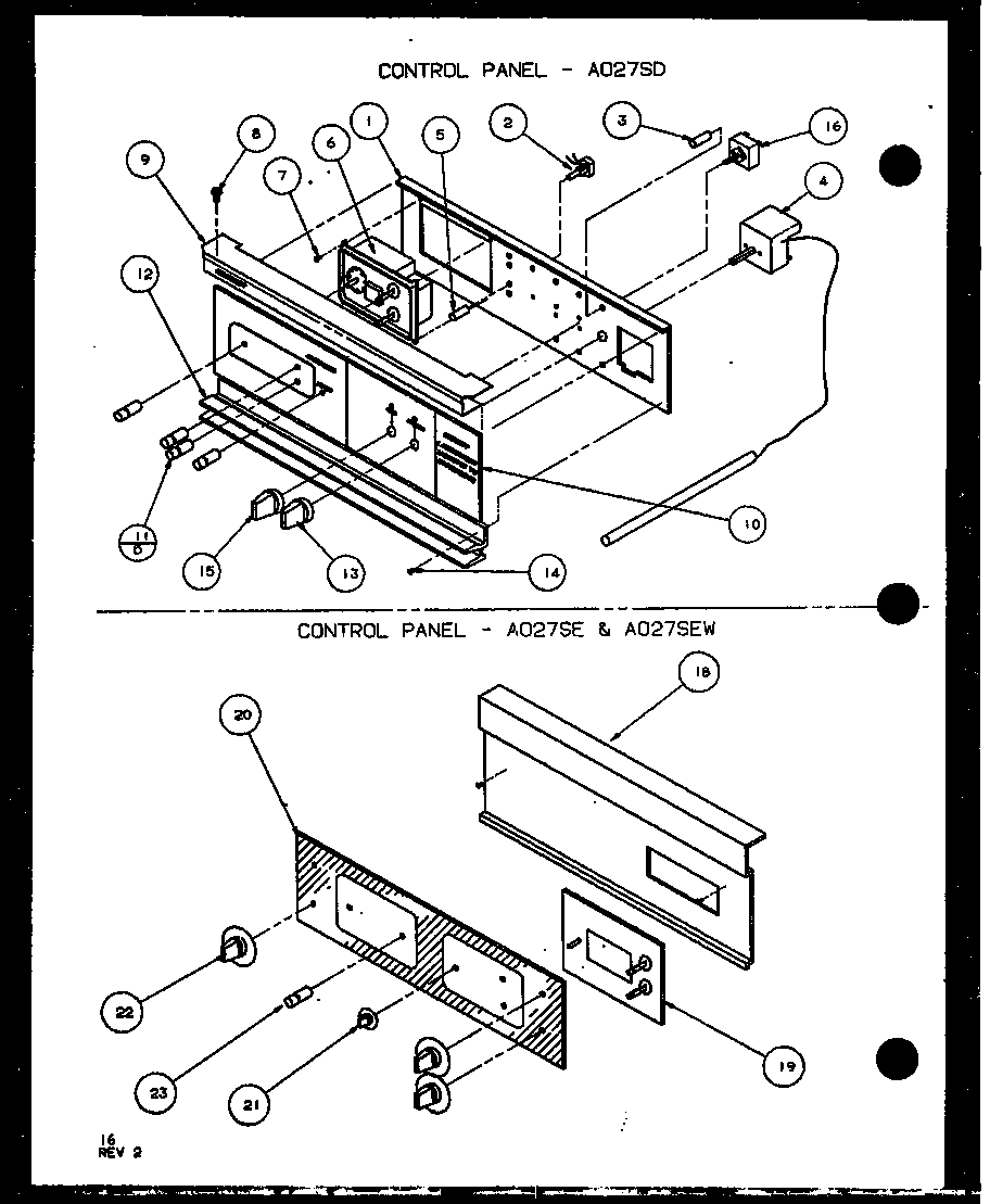 Amana AO27SE-P1108002S control panel - ao27sd (ao27sd/p8597701s) (ao27sew/p1108001s) (ao27se/p1108002s) diagram