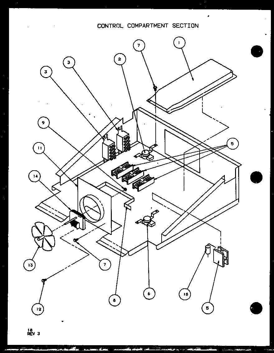 Amana AO27SE-P1108002S control comparment section diagram