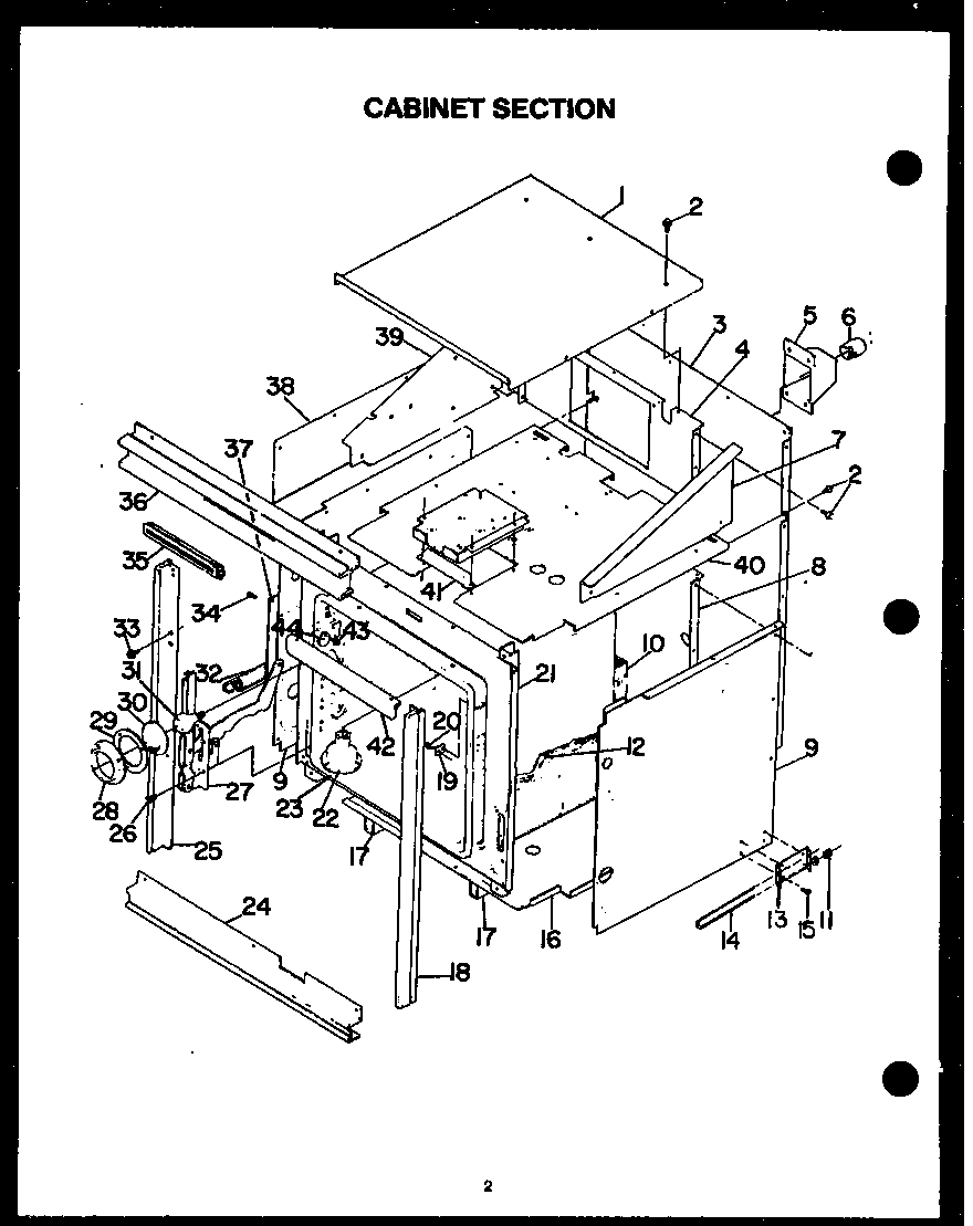 Modern Maid FDO-250-2D cabinet section diagram