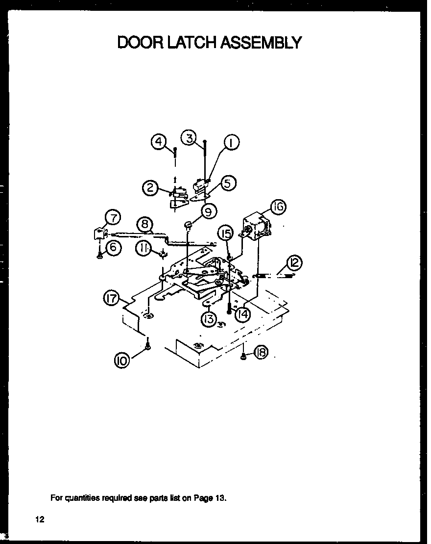 Amana AC027DE-P1172603S door latch assembly diagram