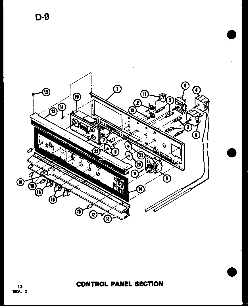 Amana AO-27SB-P85547-5S control panel section diagram