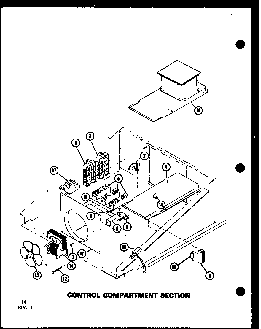Amana AO-27D-P85547-2S control compartment section diagram