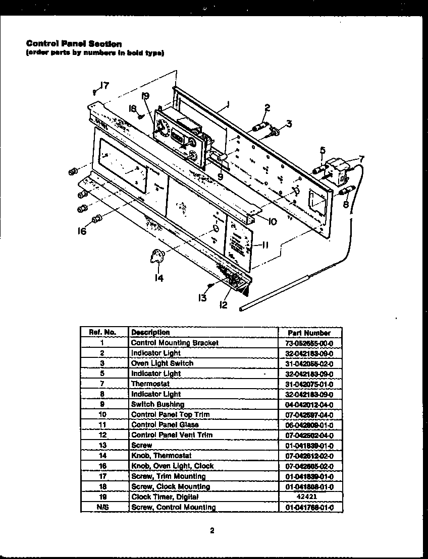 Caloric EKD289 controls diagram