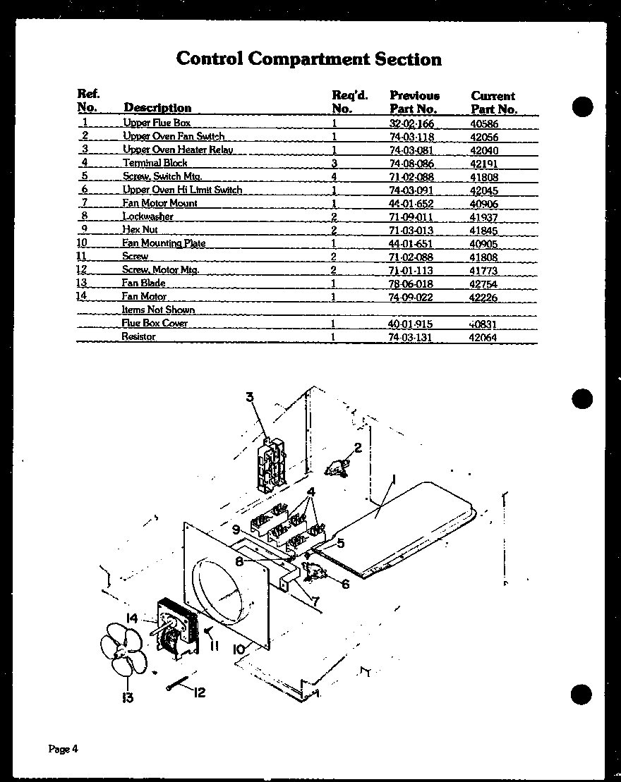 Modern Maid DDO-750 control compartment section diagram
