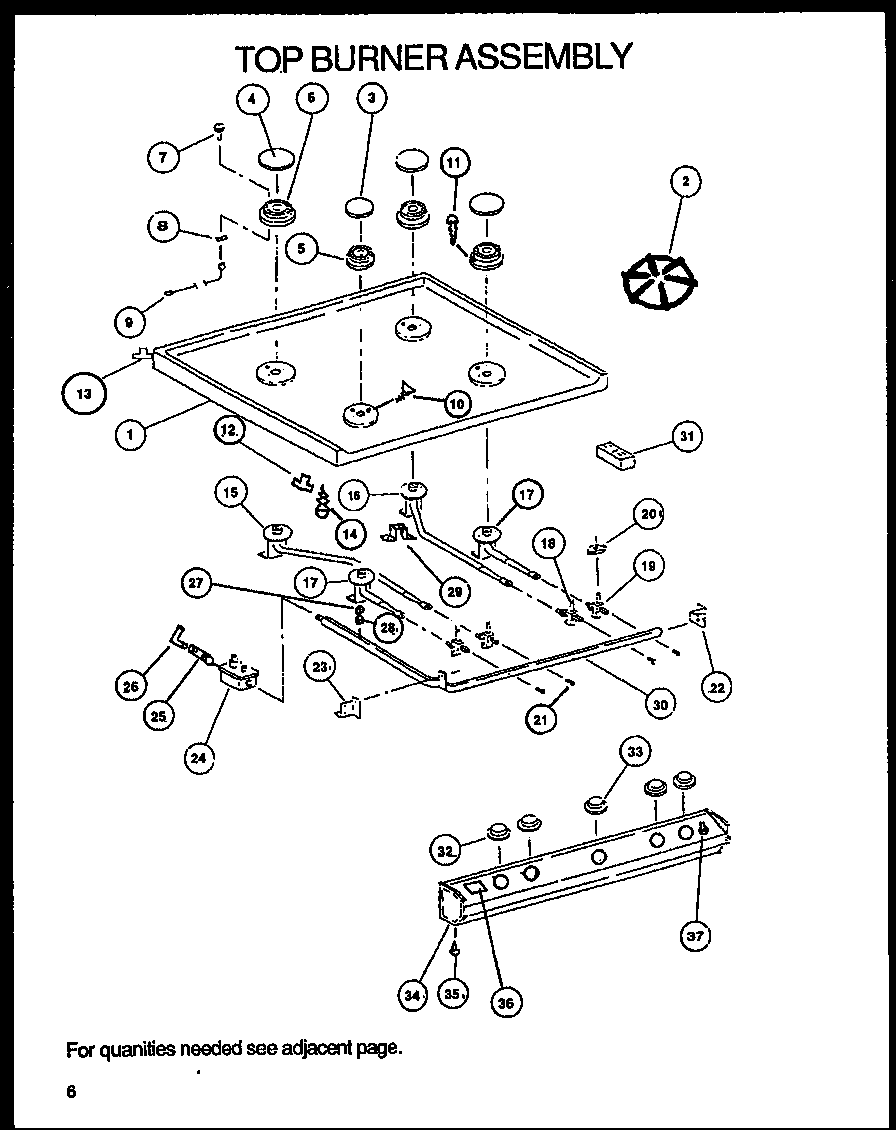 Amana SBK26FS0/P1142148NW top burner assembly diagram