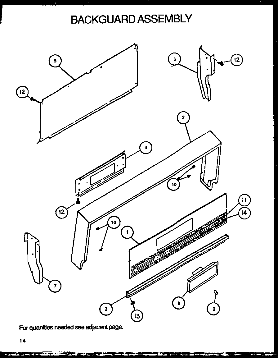 Amana SBK26FS0/P1142148NW backguard assembly diagram