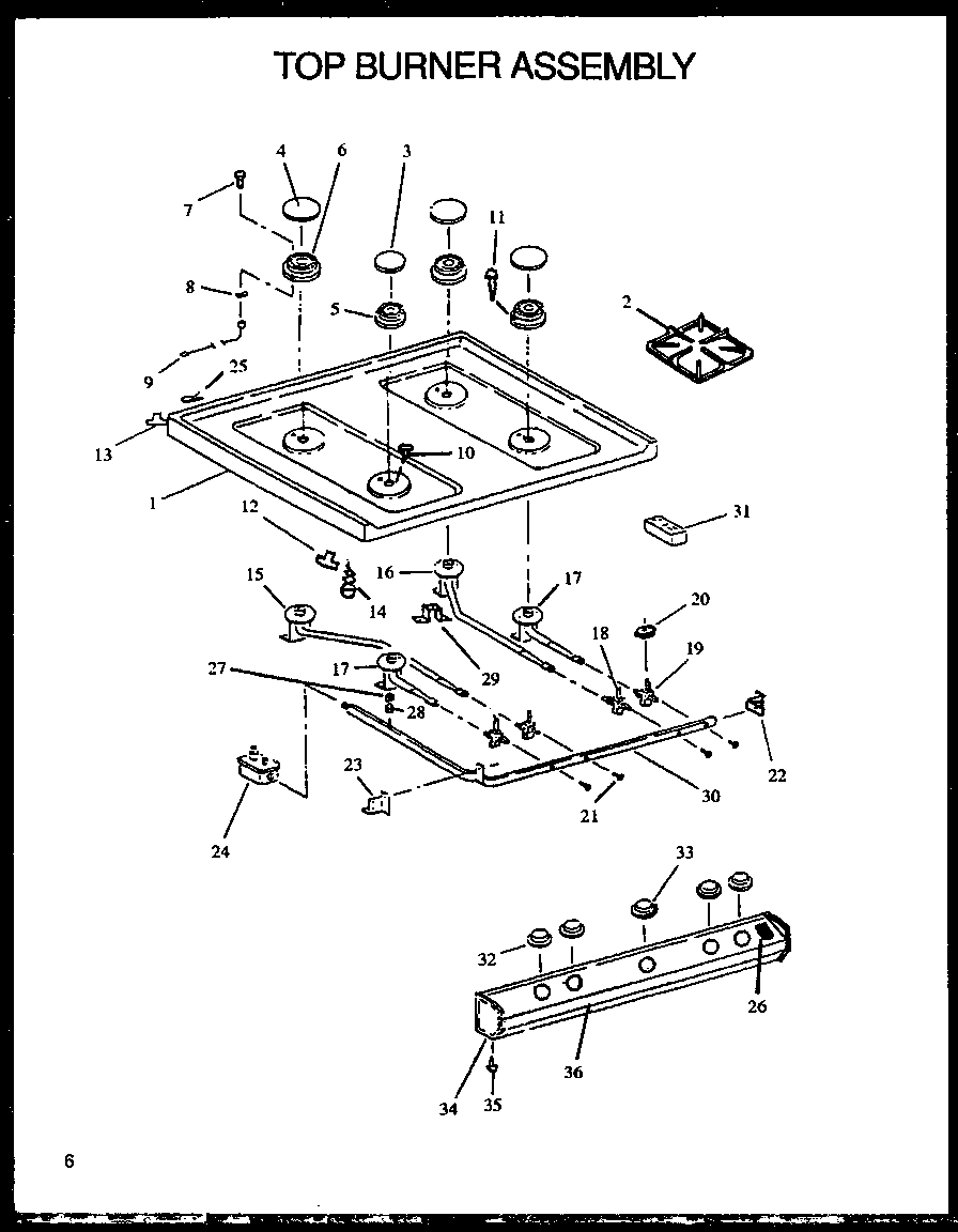 Caloric RMS363UL-P1142380NL top burner assembly diagram