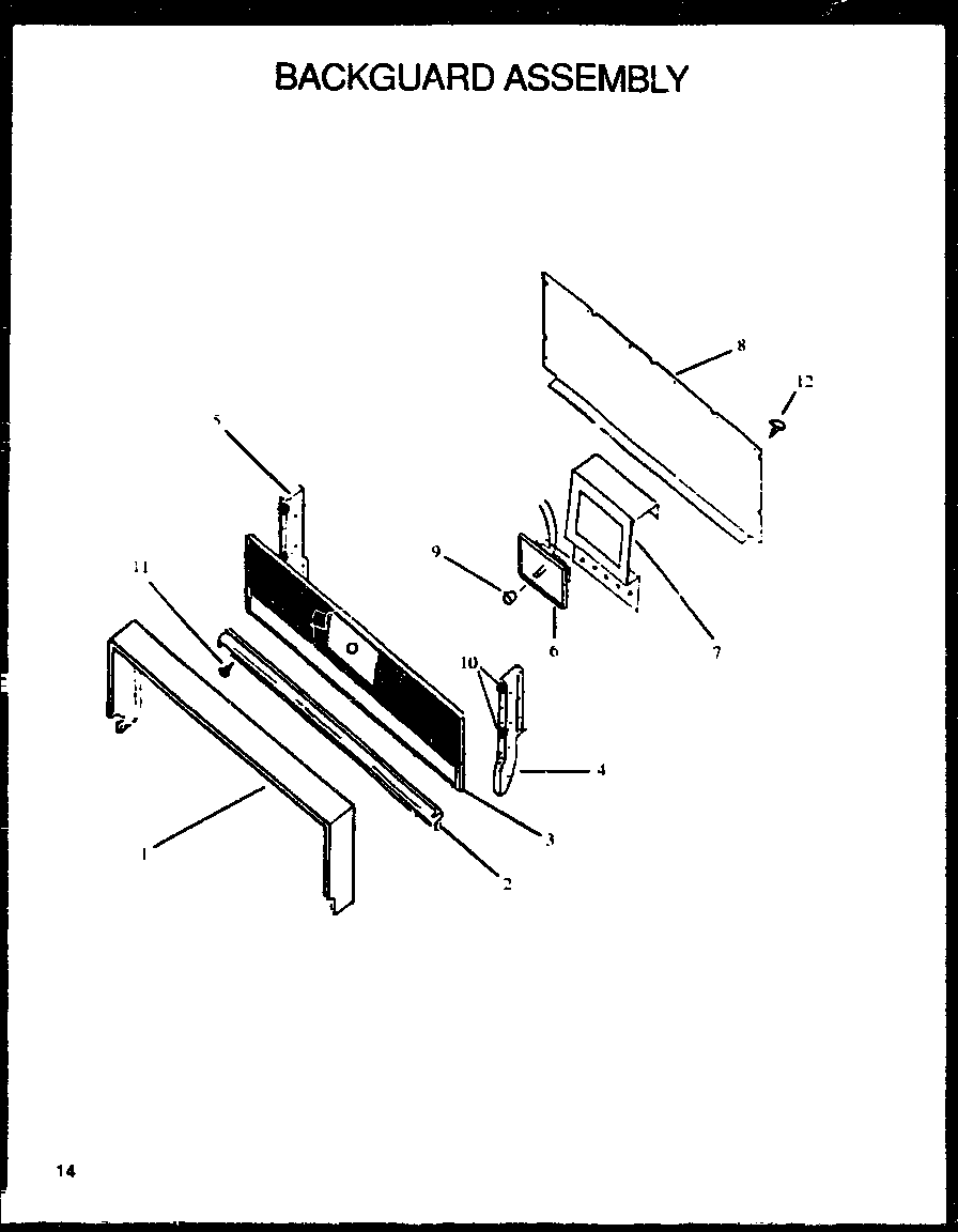 Caloric RMS363UL-P1142380NL backguard assembly diagram