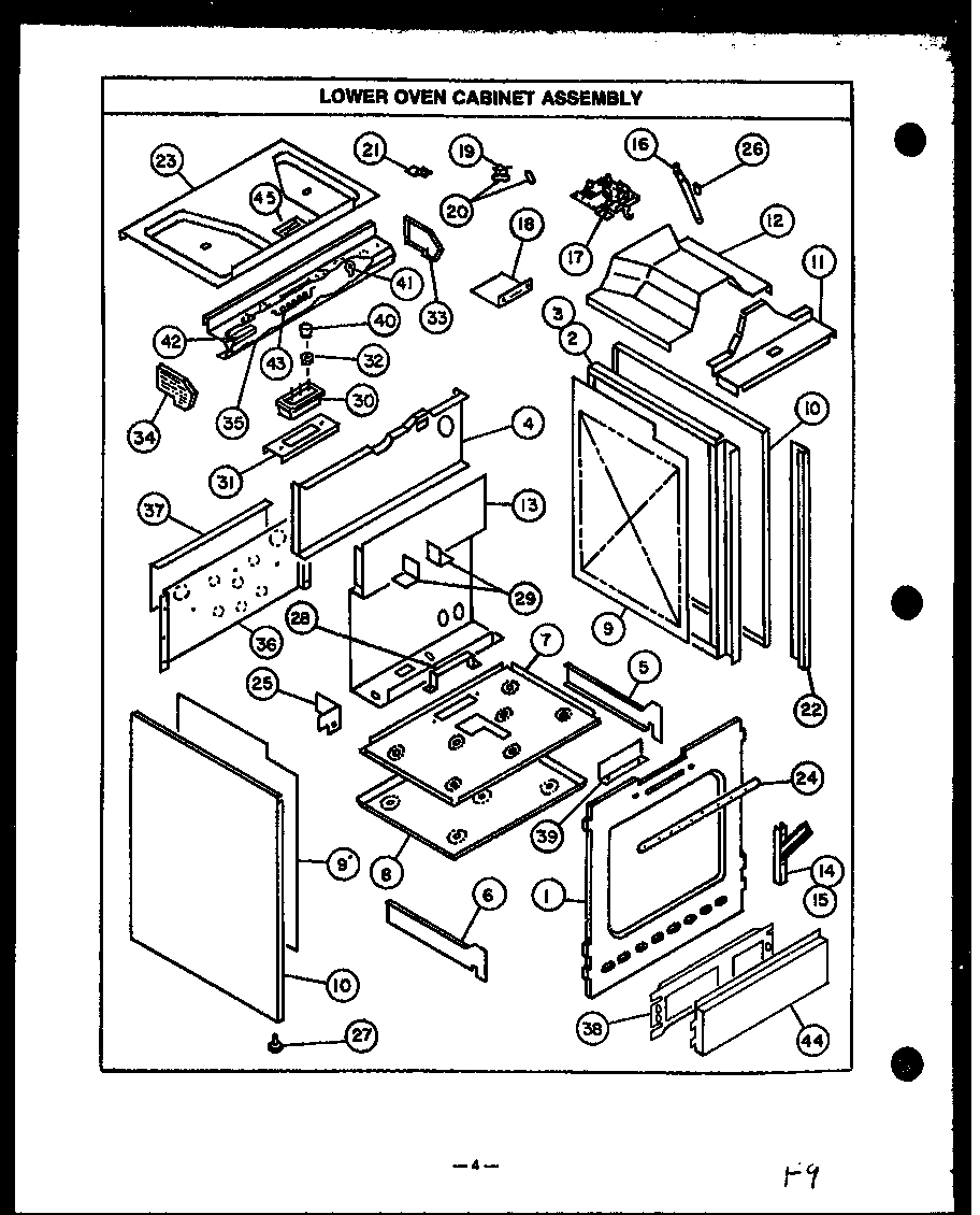 Caloric RSS398 lower oven cabinet assembly diagram