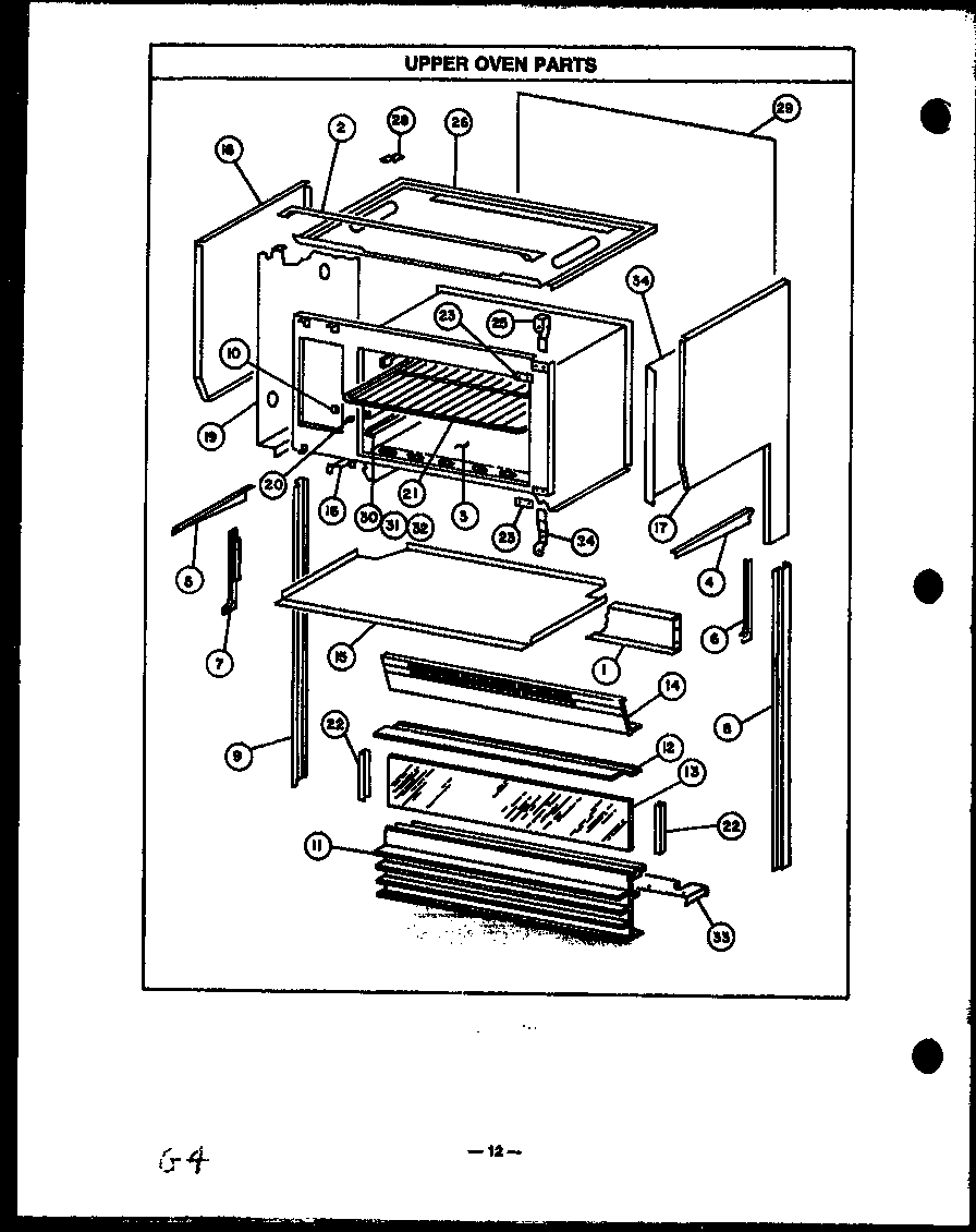 Caloric RSS398 upper oven parts diagram