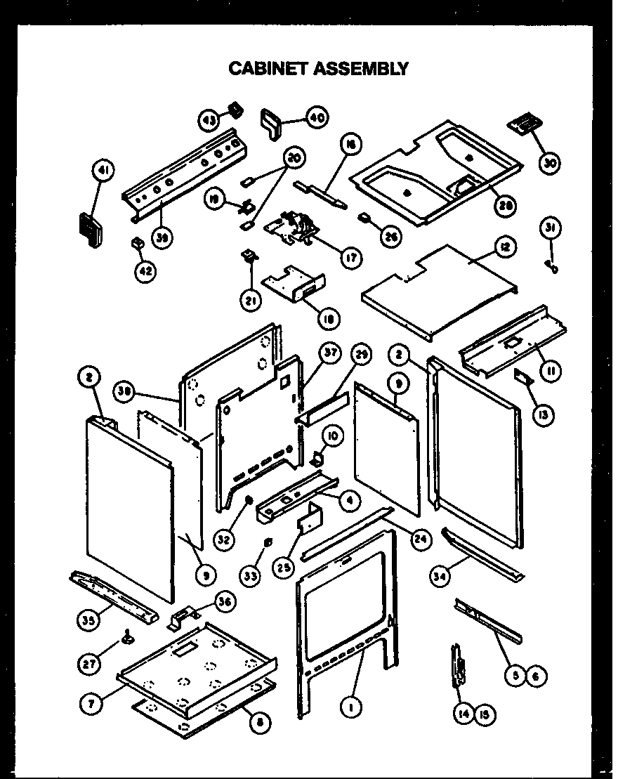 Caloric RSS343 cabinet assembly diagram