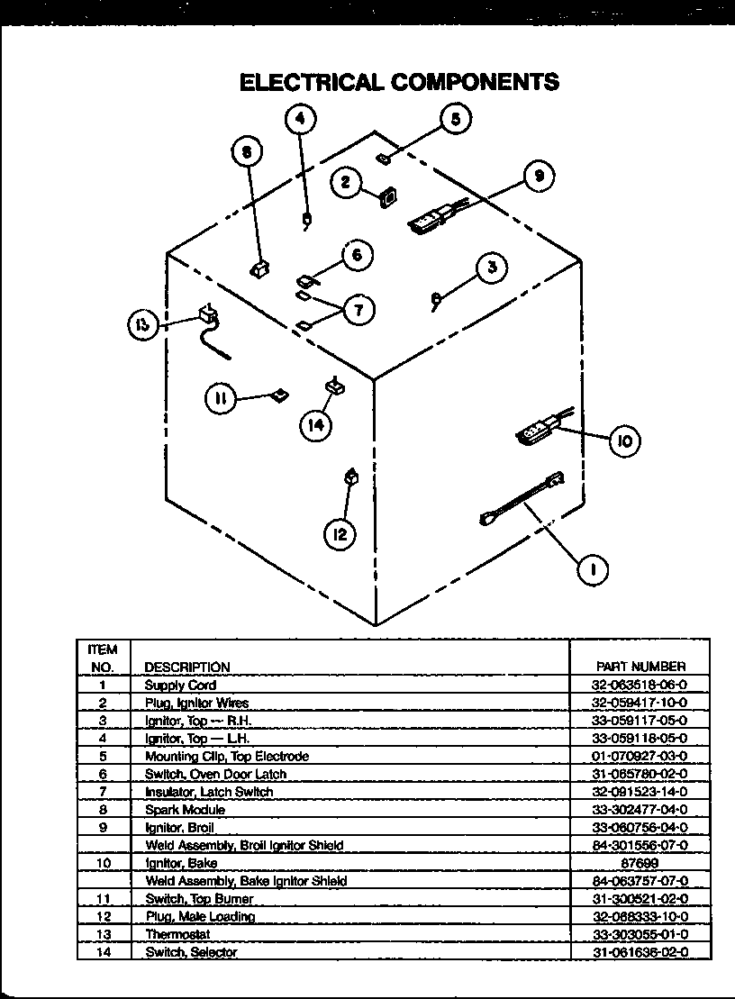 Caloric RSS343 electrical components diagram