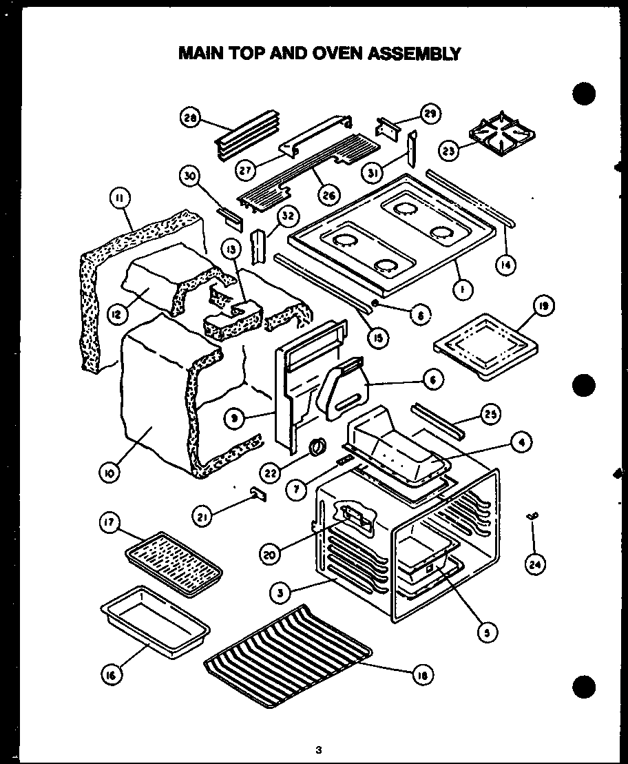 Modern Maid PHU103 main top and oven assembly diagram