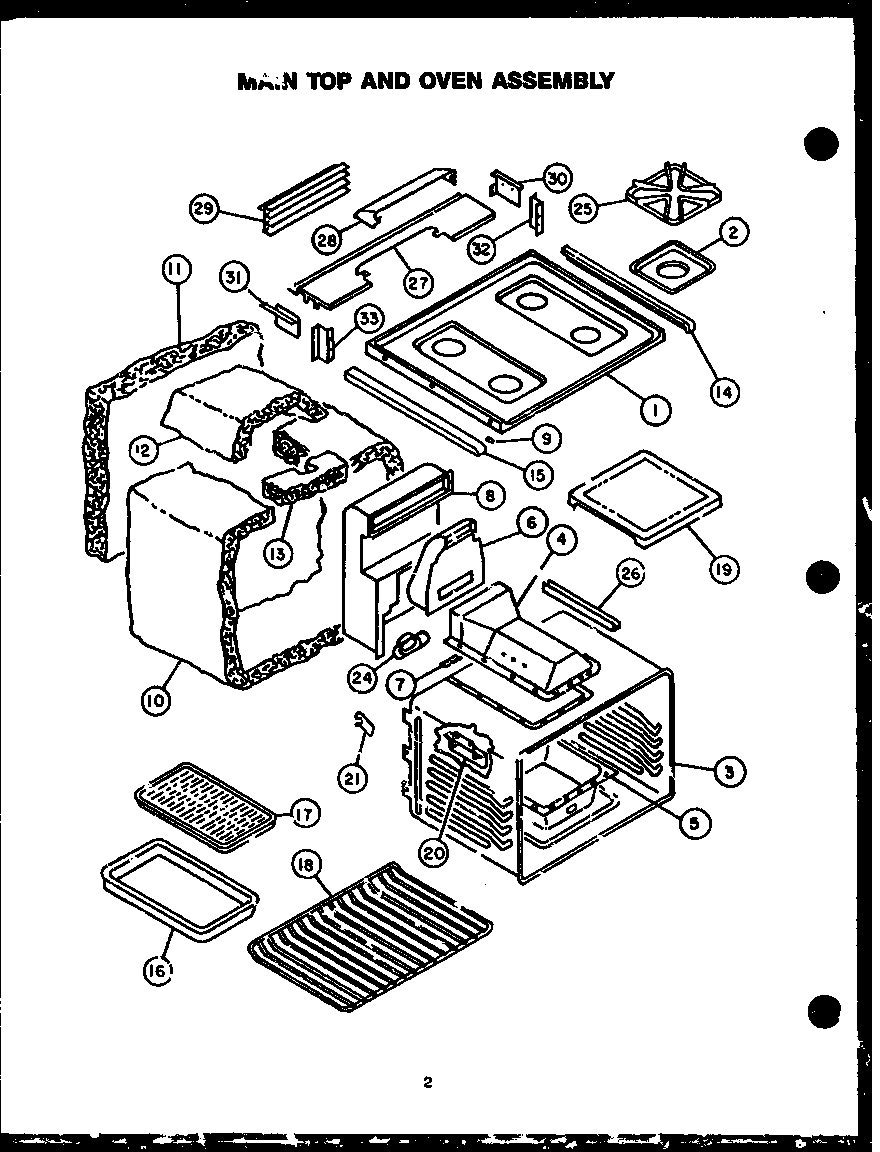 Caloric RSS353-OF main top/oven assembly diagram