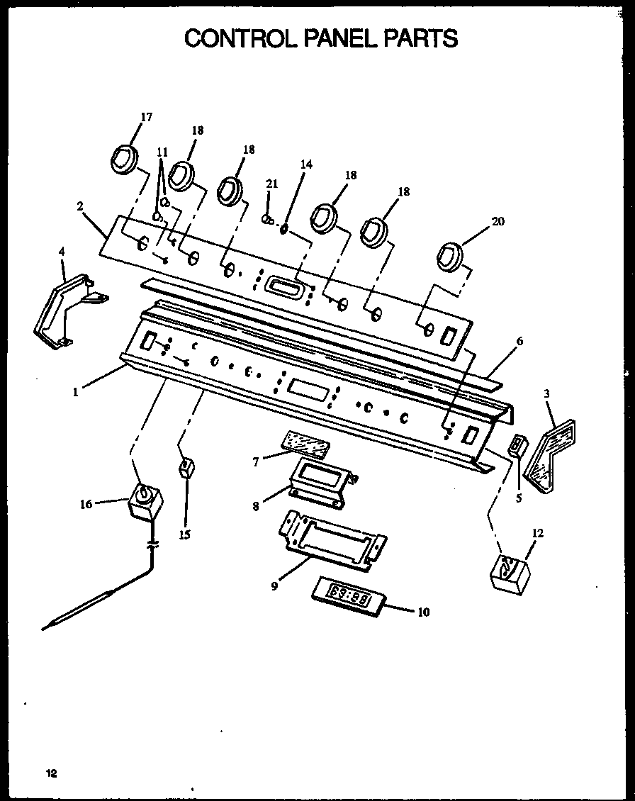 Modern Maid PHU201UK/P1130729NK control panel parts diagram