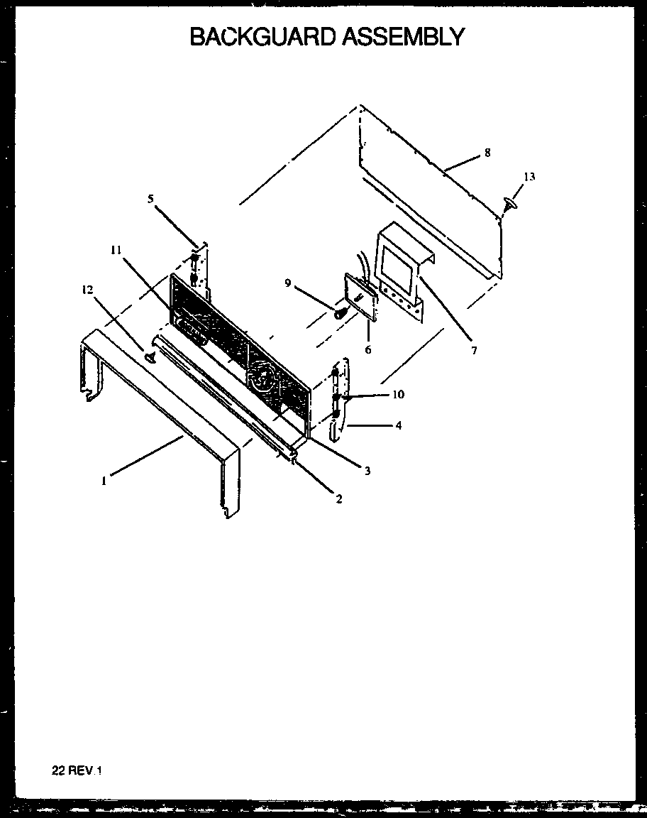 Amana SBJ29FA/P1142359NL backguard assembly diagram