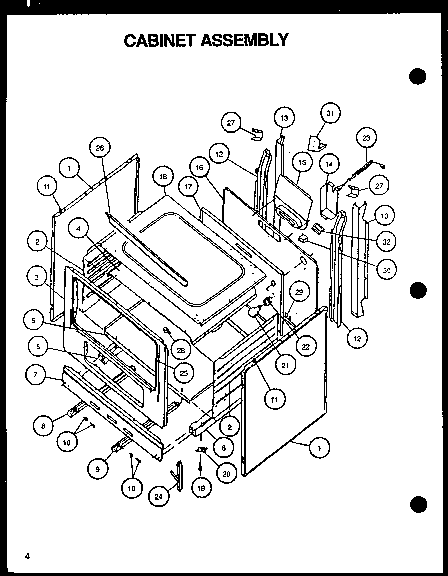 Caloric RLT359UCO/P1141108NW cabinet assembly diagram