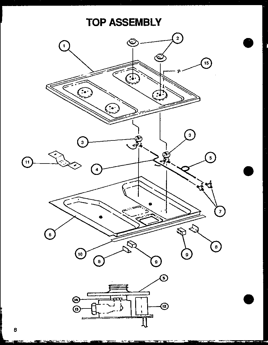Caloric RLT359UCO/P1141108NW top assembly diagram