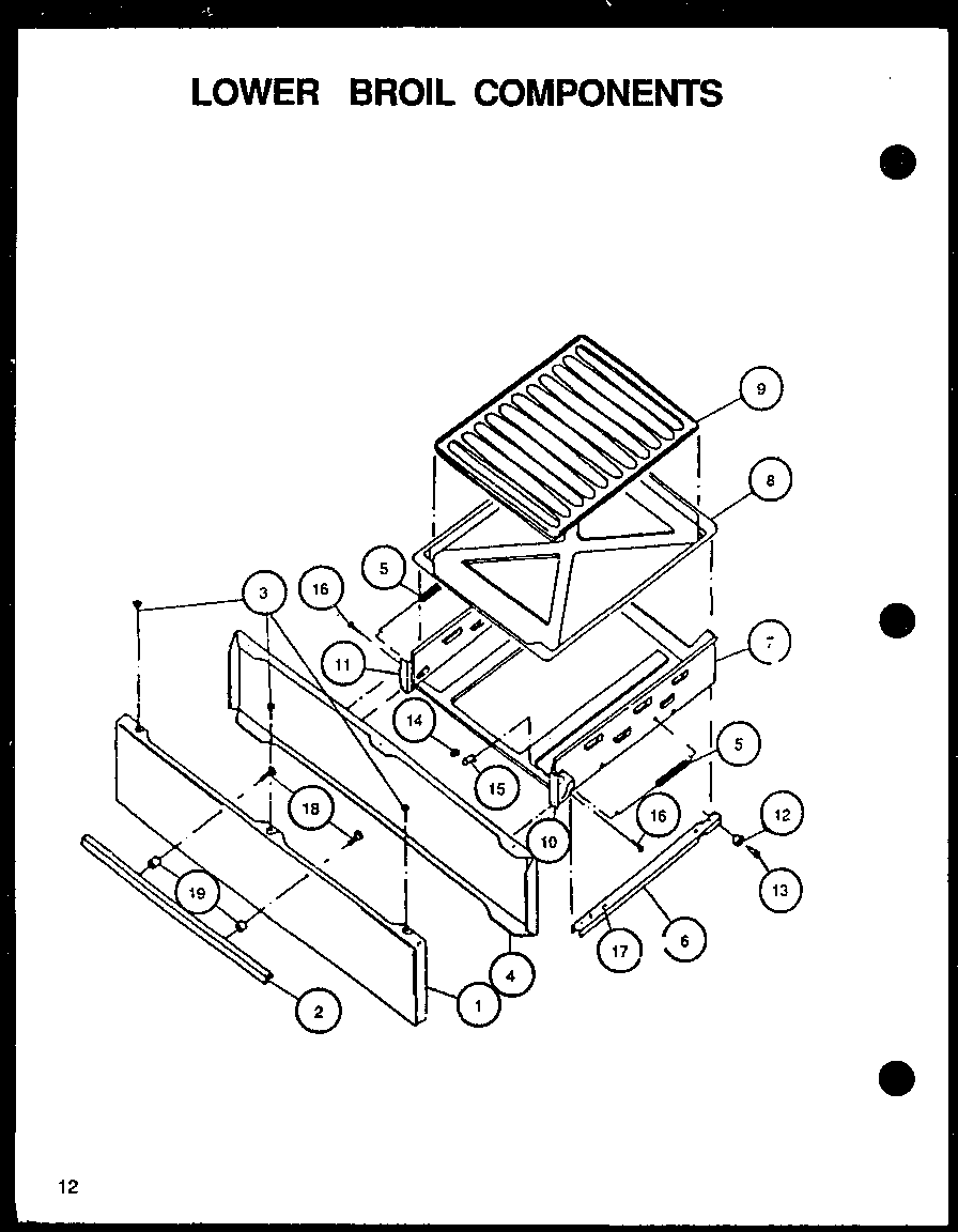 Caloric RLT359UCO/P1141108NW lower broil components diagram