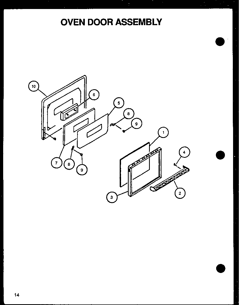 Caloric RLS340UOFC/P1141124NL oven door assembly diagram