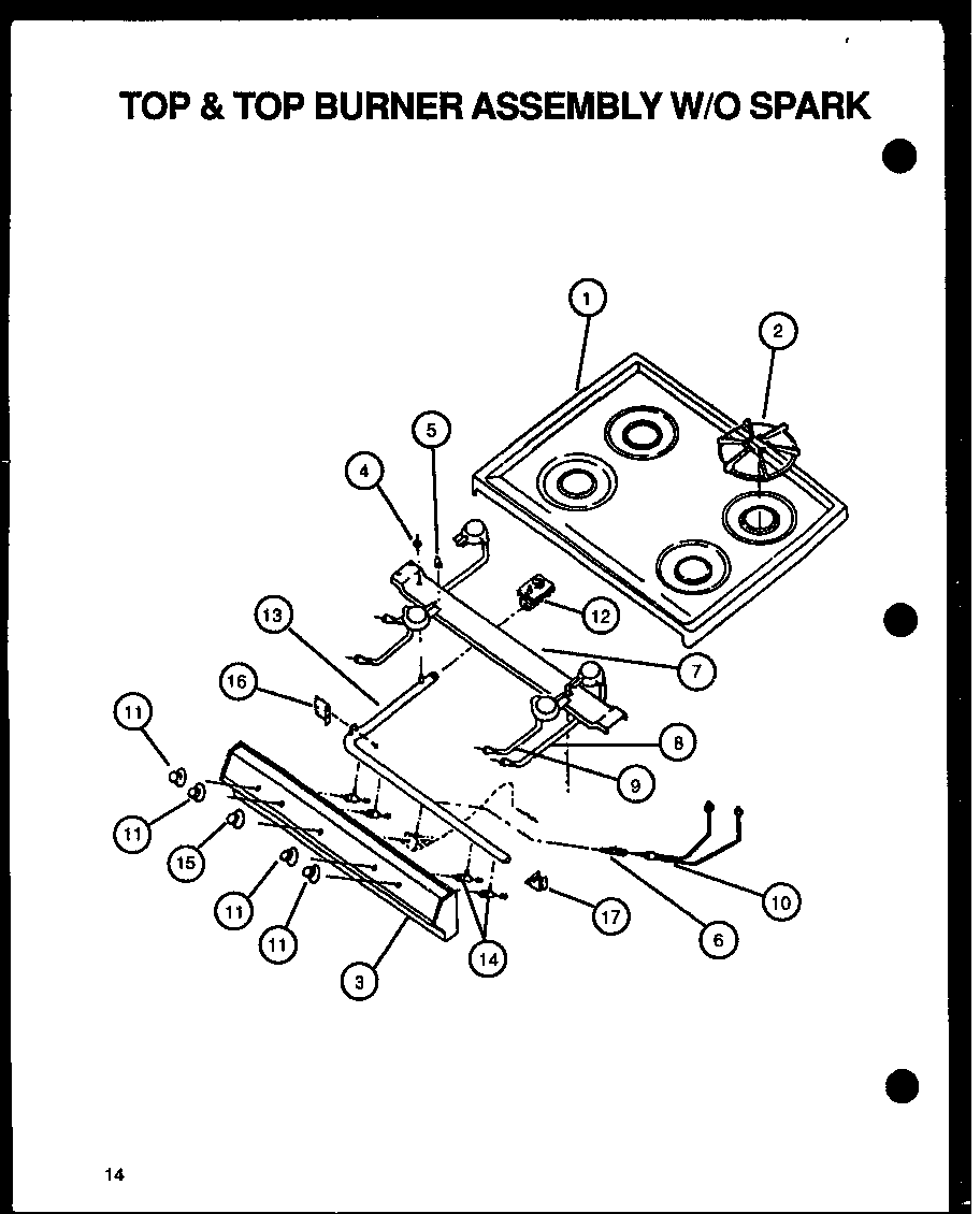 Amana CBK28FCY top & top burnerassembly w/o spark (cbp22aa) (cbp24aa) (cbp24cb) diagram