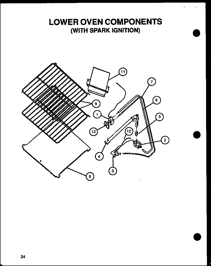 Amana CBK28FCY lower oven components (with spark ignition) (cbk26dby) (cbk26fcy) (cbk28fgy) diagram