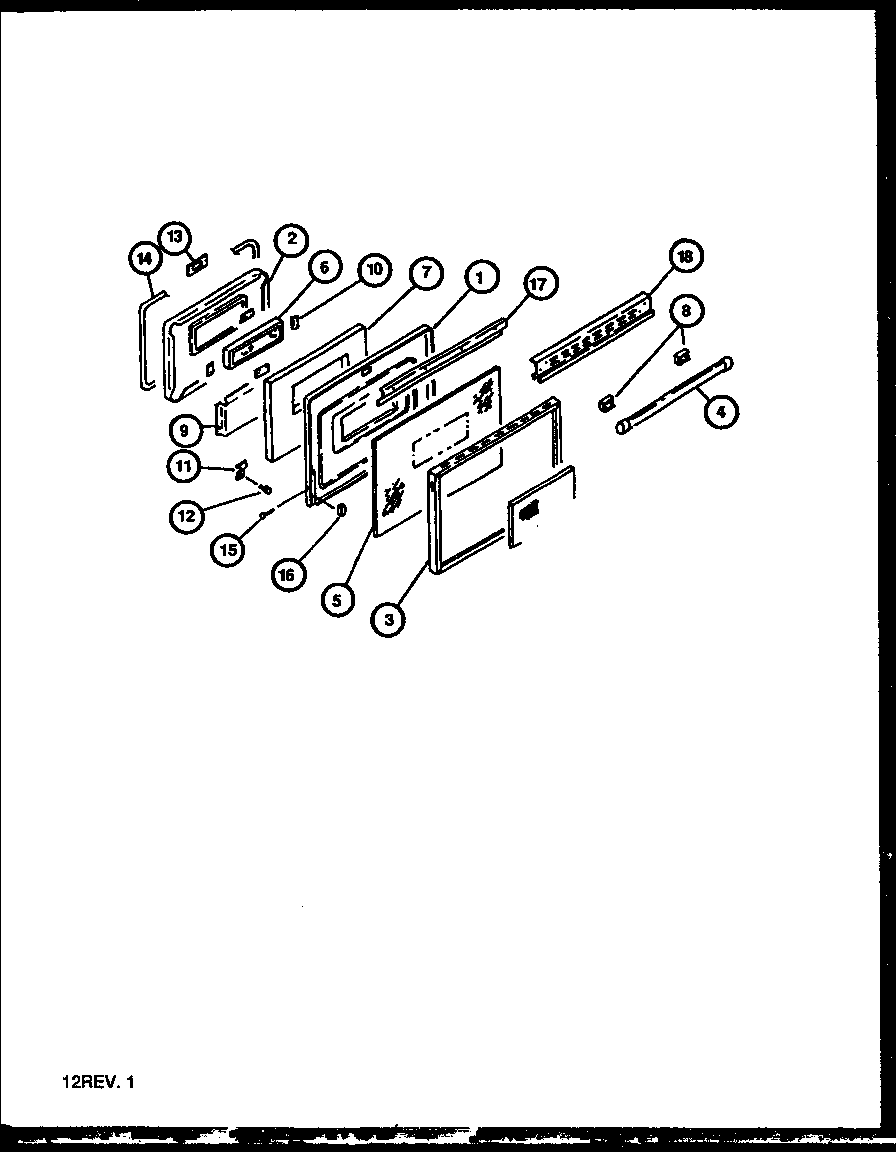 Caloric RST378UL-P1141203NL oven door assembly diagram