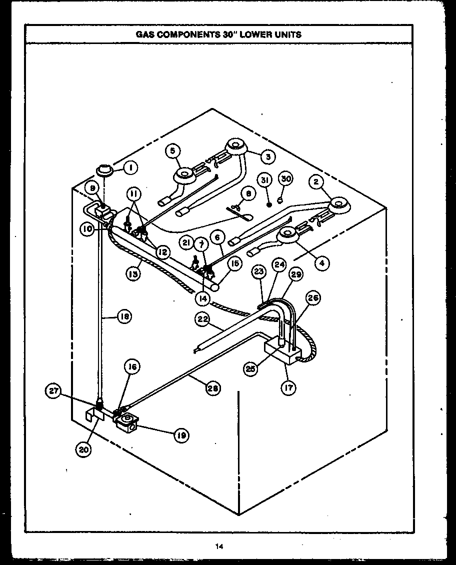 Caloric RMR364 gas components 30" lower units (rlr340) (rmr340) (rmr345) (rlr359) (rmr359) (rlr364) (rmr364) (rlr395) (rmr395) (rlr398) (rmr398) diagram