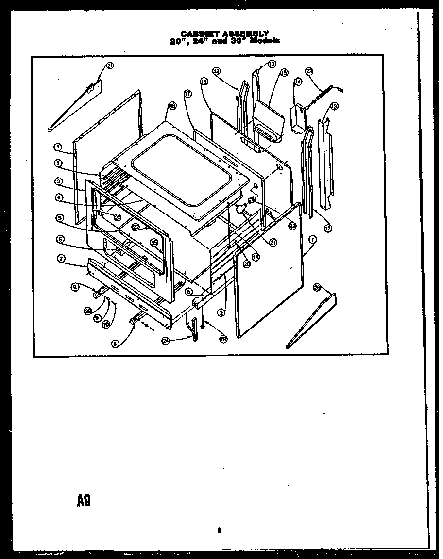Caloric RMD679 cabinet assembly 20" (rld379) (rmd379) diagram