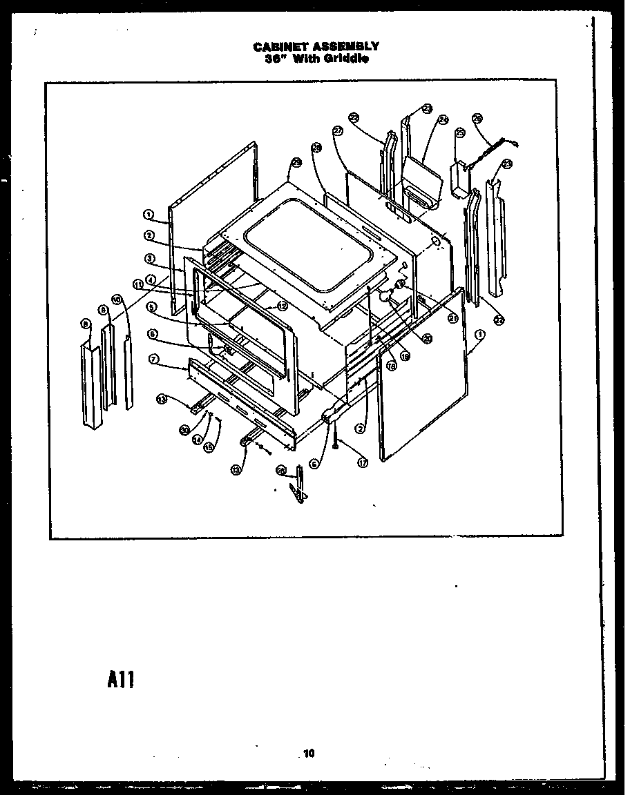 Caloric RMD679 cabinet assembly 36" with griddle (rld664) (rmd664) (rld669) (rmd669) (rmd679) diagram